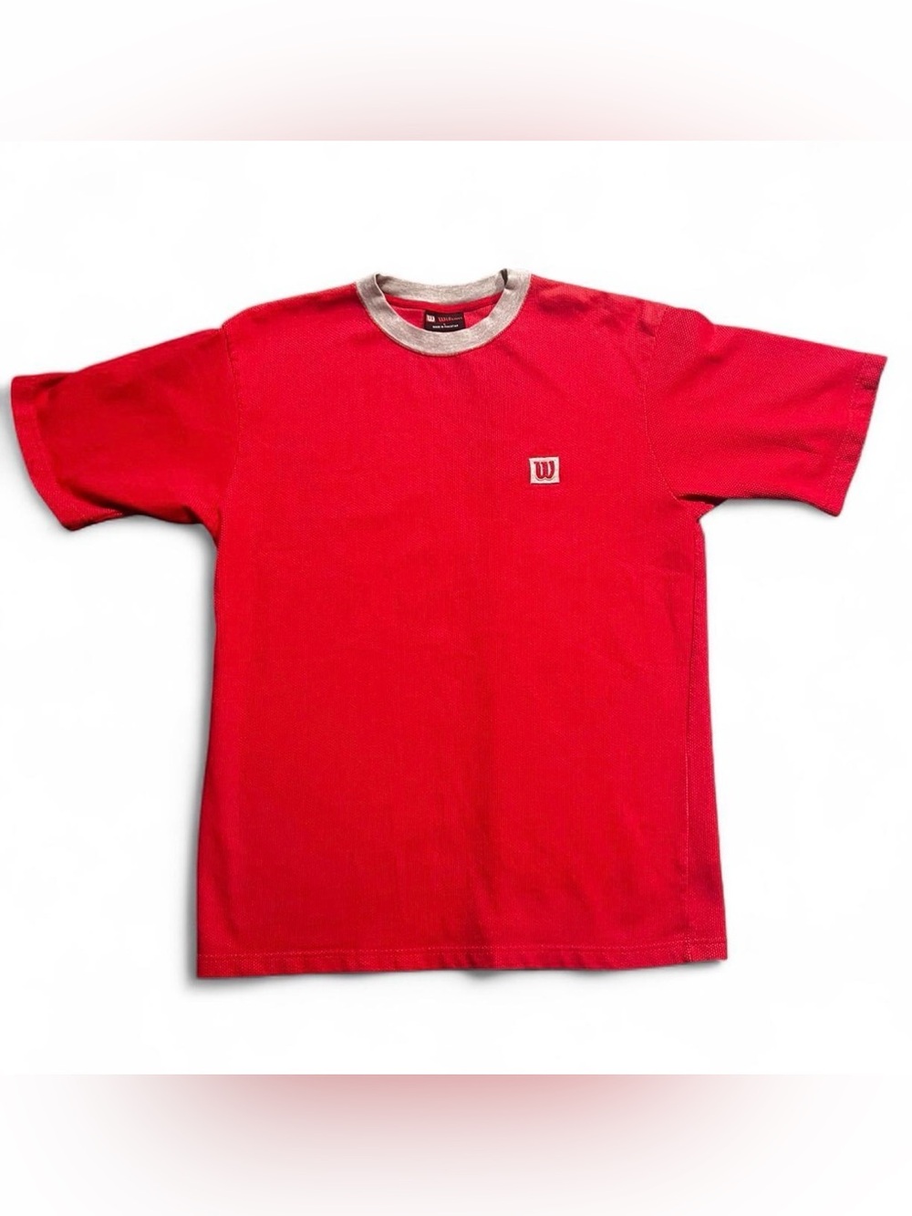 Wilson Red Short-Sleeve Crewneck with Light Gray Collar